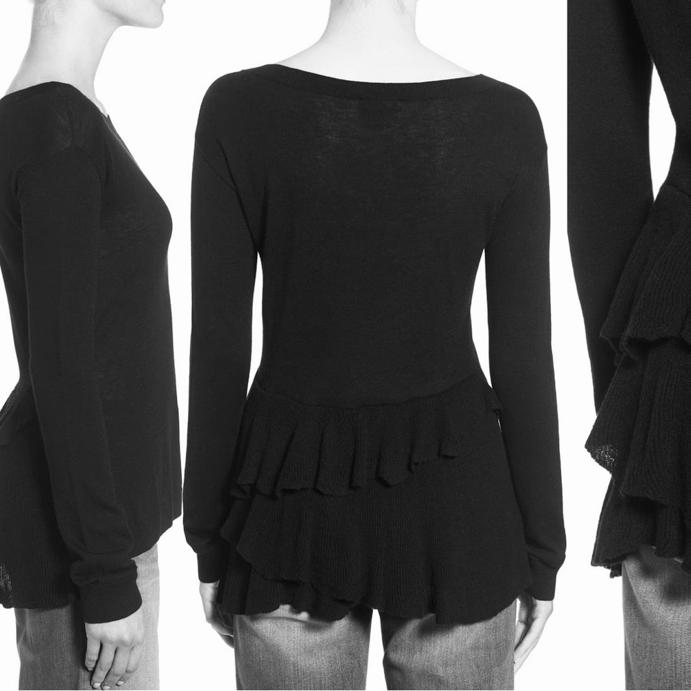 Anthropologie Chelsea28 Ruffle Back Sweater SZ MED
